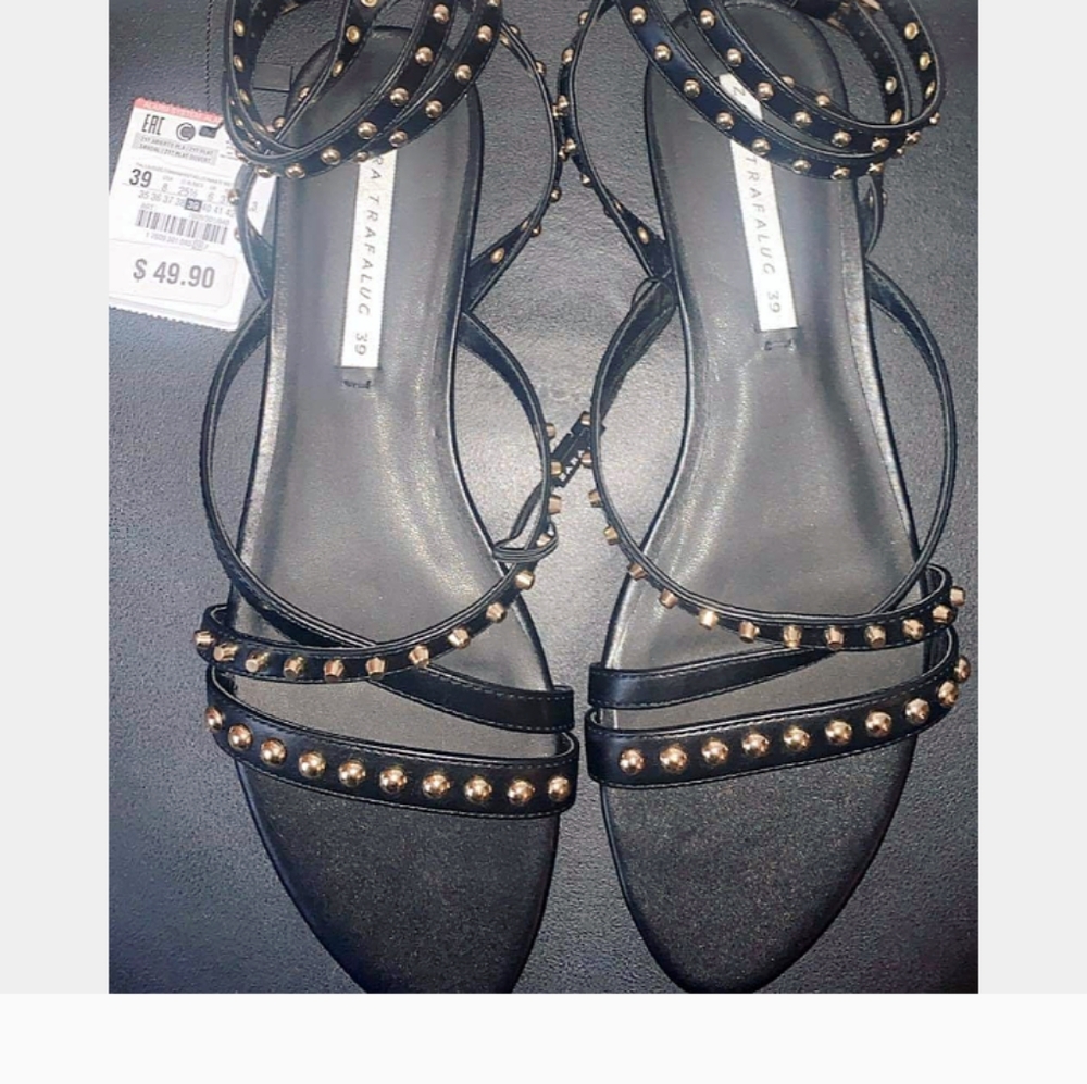 Zara Gold Studded Gladiator Sandals (NWT)